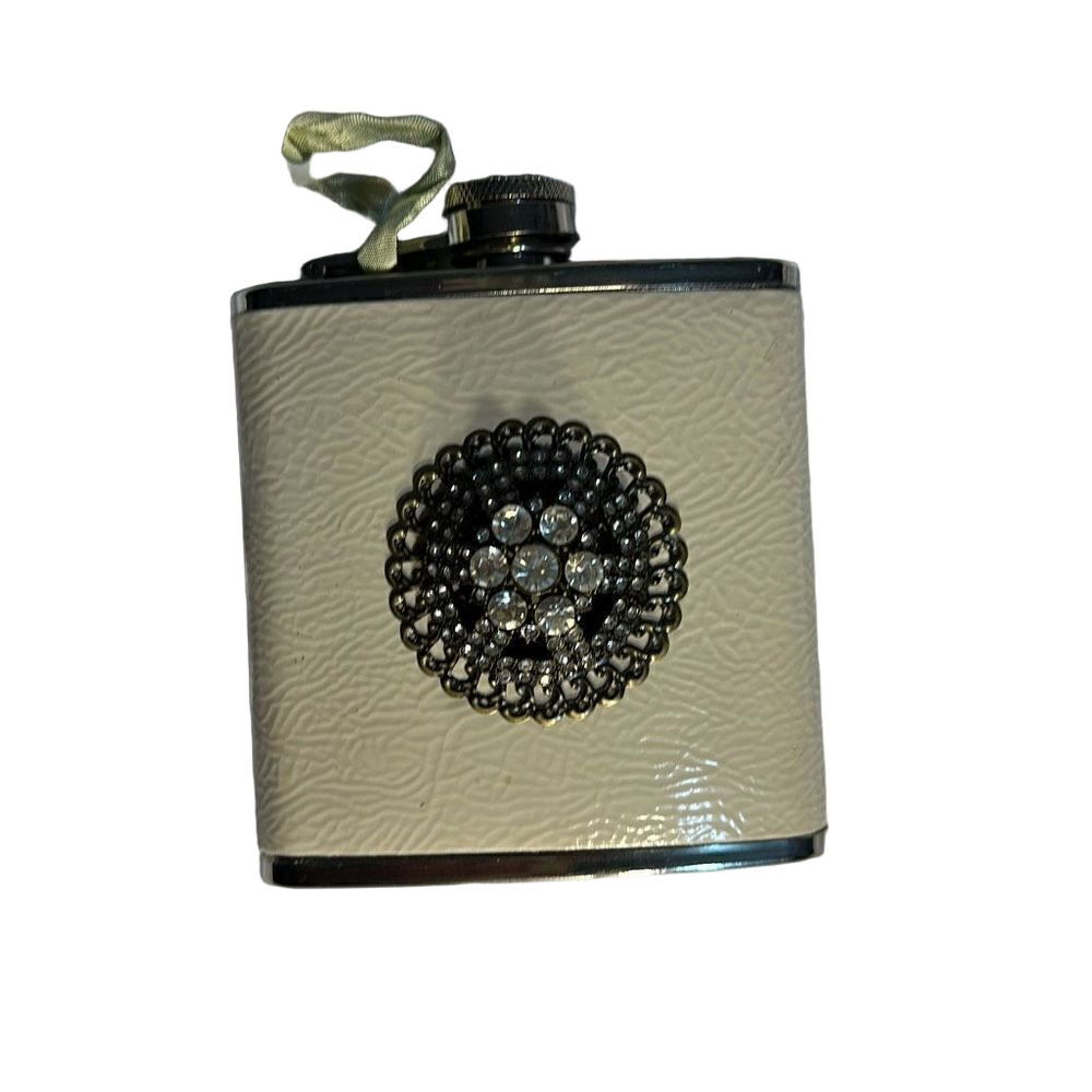 Demdaco Embellished Flask, Cream Color